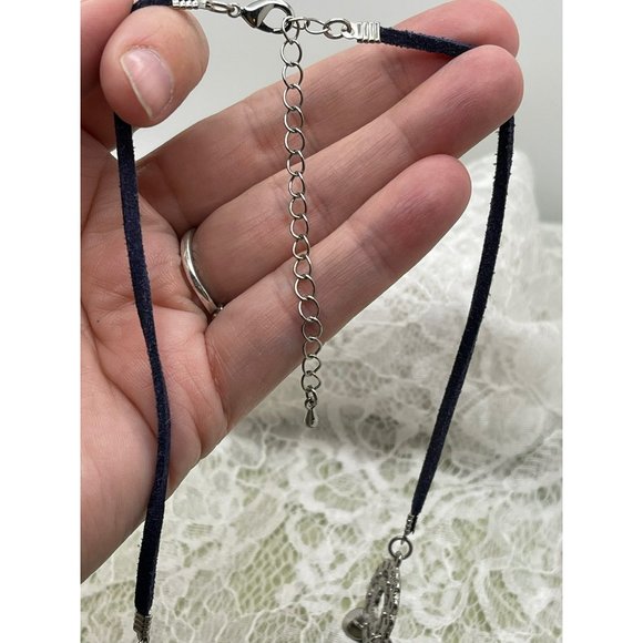 Navy Blue Square & Round Beaded 3-Tier Necklace - Picture 10 of 10